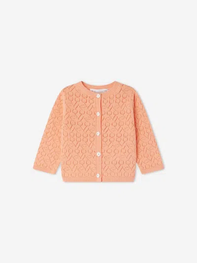 Bonpoint Babies' Clayel Open-knit Cotton Cardigan In Orange