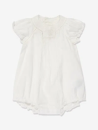 Bonpoint Baby Girls Cotton Romper In White