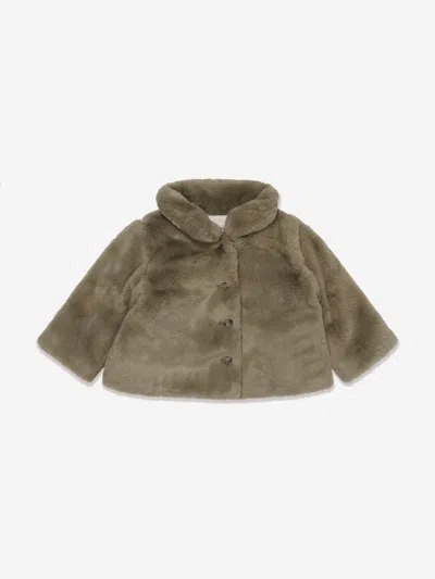 Bonpoint Baby Girls Faux Fur Jacket Ion 12 Mths Brown