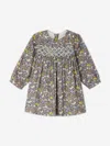 Bonpoint Floral-print Smocked-panel Dress In Grey