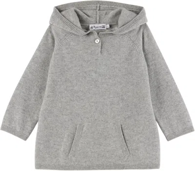 Bonpoint Baby Gray Cashmere Hoodie In 192 Gris Chine C.