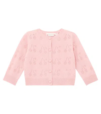 Bonpoint Baby Gwenoli Pointelle Cashmere Cardigan In Pink