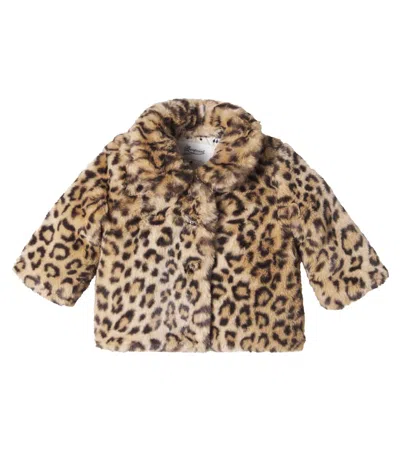 Bonpoint Baby Leopard-print Faux Fur Quilted Coat In Brown