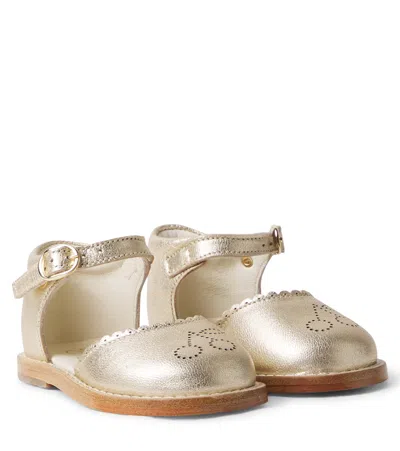 Bonpoint Baby Luna Metallic Leather Sandals In Gold