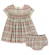 Bonpoint Baby Maruska Checked Dress And Bloomers Set In Ec Vert Clair