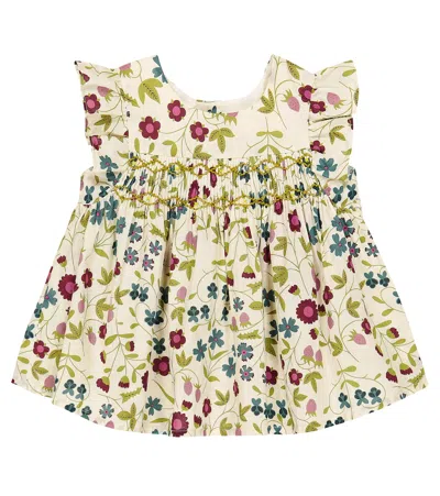 Bonpoint Baby Naomie Floral Cotton Dress In Ecru
