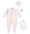 Bonpoint Baby Onesie, Hat And Bib Set In Pink