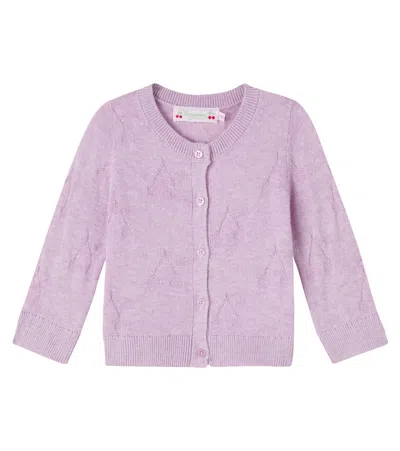 Bonpoint Kids' Baby Teyana Cotton And Cashmere Cardigan In Purple