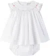 BONPOINT BABY WHITE AMANTINE DRESS & BLOOMERS SET