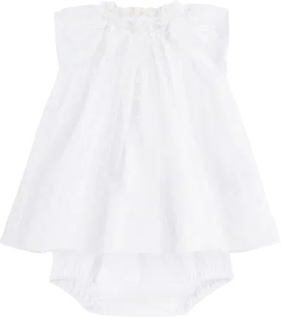 Bonpoint Baby White Nuage Dress & Bloomers Set In Blanc