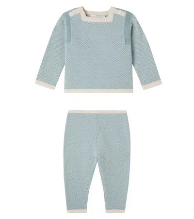 Bonpoint Kids' Baby Wool And Cotton Top And Pants In Blue