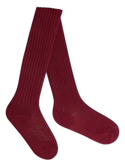 Bonpoint Babies' Banny Ribbed Cotton Tights In Red