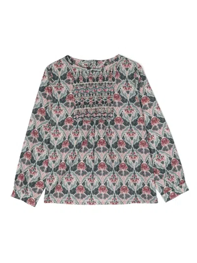 Bonpoint Kids' Bluse Mit Barock-print In Green