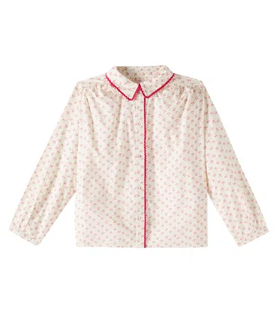 Bonpoint Kids' Basiline Floral Cotton Blouse In White