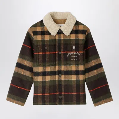 Bonpoint Baxter Khaki Checked Jacket In Green
