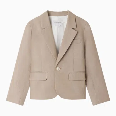 Bonpoint Beige Single-breasted Aristide Jacket In Linen Blend In Brown