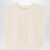 Bonpoint Beige Wool Gilet With A Braided Pattern In White