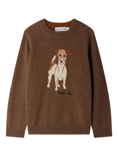 Bonpoint Kids' Berlioz Dog-jacquard Jumper In Brown