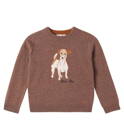 Bonpoint Kids' Berlioz Intarsia Cashmere Sweater In Brown