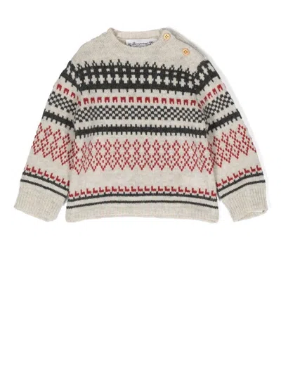 Bonpoint Babies' Berthilie Intarsia-knit Jumper In Grey