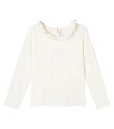 Bonpoint Kids' Bess Ruffled Cotton T-shirt In White