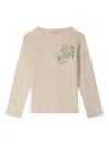 Bonpoint Bird-print Long-sleeve Top In Neutral