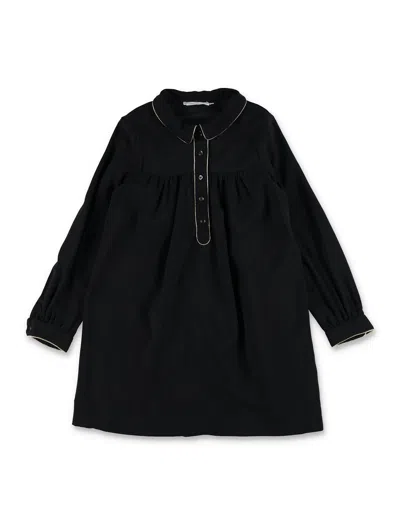 BONPOINT BONPOINT BLACK DRESS WITH GOLDEN TRIMS