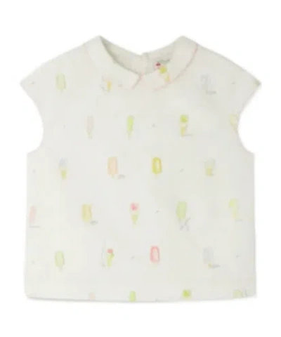 Bonpoint Kids' Blouse With Ice-cream Motifs In Ivory