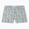 Bonpoint Blue Calista Bermuda Shorts With Cotton Floral Print In Blue