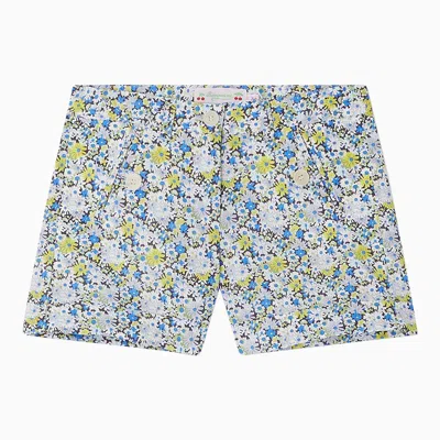 Bonpoint Blue Calista Bermuda Shorts With Cotton Floral Print In Neutral
