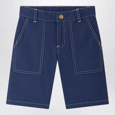 BONPOINT BLUE ELZO SHORTS IN ORGANIC COTTON