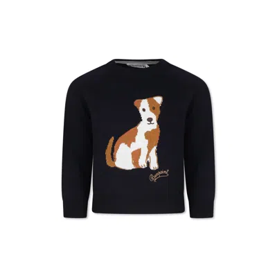 Bonpoint Kids' Blue Sweater For Boy With Dog