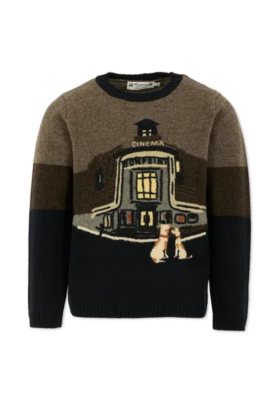 Bonpoint Kids' Blue Sweater For Boy With Logo In Multi