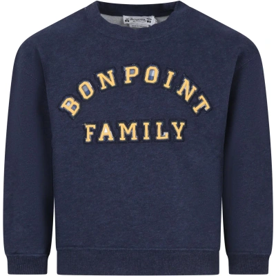 Bonpoint Kids' Blue Sweatshirt For Boy With Logo
