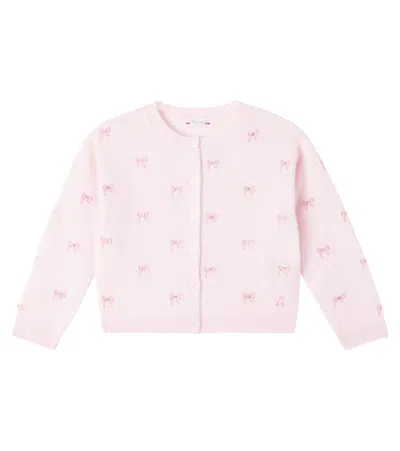Bonpoint Kids' Bow-detail Cashmere Cardigan In Pink