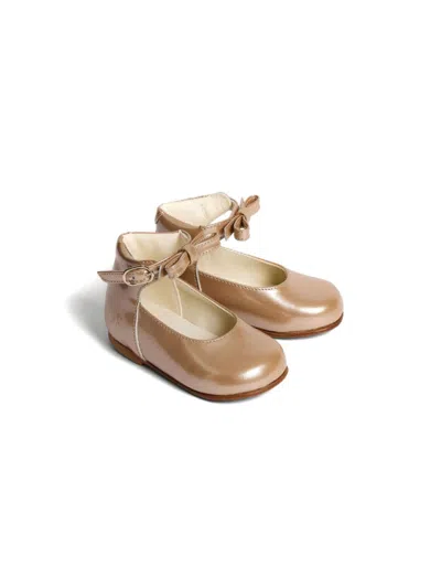 Bonpoint Babies' Bow-detail Leather Ballerinas In Gold