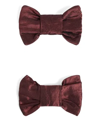 Bonpoint Kids' Bow Hair Clip (set Of Two) In Brown