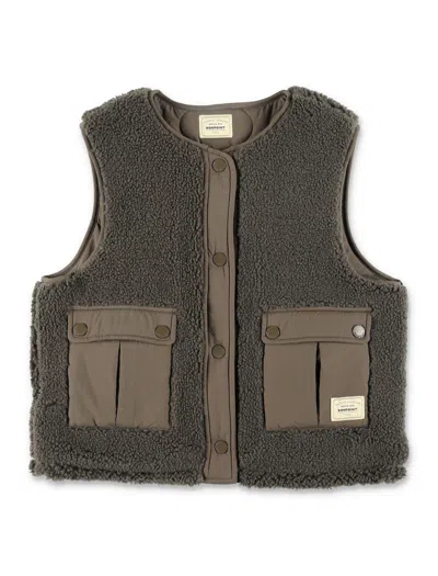 BONPOINT BONPOINT BOY JUNIOR REVERSIBLE VEST IN FAUX FUR AND QUILTED NYLON
