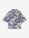 Bonpoint Erian Poplin Shirt With Floral Motif In Blue