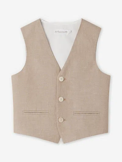 Bonpoint Babies' Boys Linen Angus Waistcoat In Brown