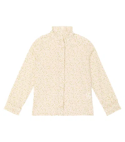 Bonpoint Kids' Bree Cherry-printed Cotton Blouse In Beige