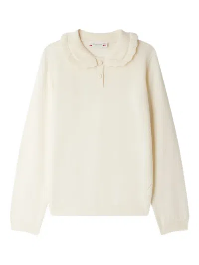 Bonpoint Babies' Brynja Polo-pullover Mit Rüschenkragen In White