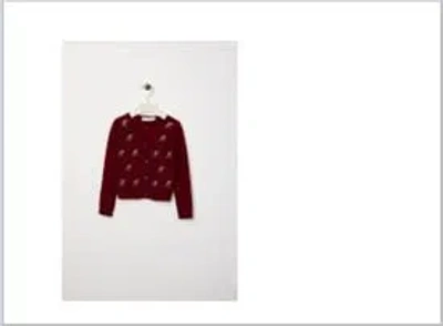 Bonpoint Kids' Burgundy Cardigan For Girl With Cherries In Brown