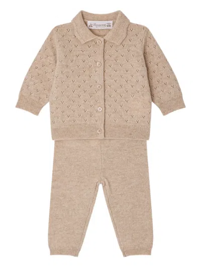 Bonpoint Babies' Button-fastening Knitted Two-piece Set In Neutral