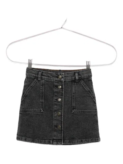 Bonpoint Kids' Button-front Denim Mini Skirt In Black