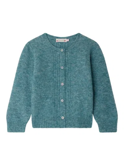 Bonpoint Kids' Button-front Wool Blend Cardigan In Blue