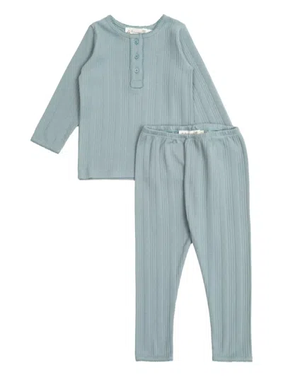Bonpoint Babies' Button Ribbed Trousers Set In Blue