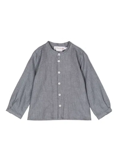 Bonpoint Babies' Button-up Cotton Cardigan In Grey