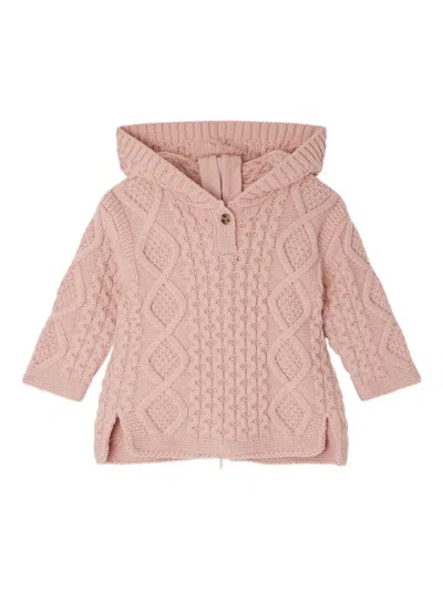 Bonpoint Babies' Cable-knit Hooded Knitwear In Pink