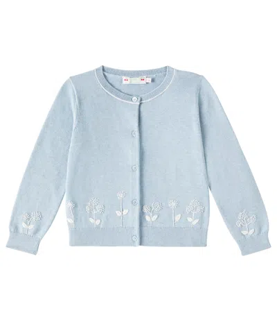 Bonpoint Kids' Cala Cotton And Cashmere Cardigan In Blue